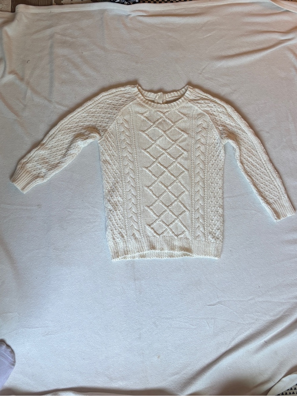 LOFT Cream Cable Knit Crewneck Sweater